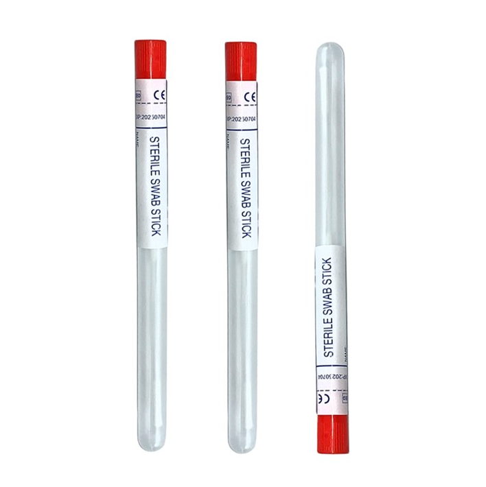 Transport Medium Disposable Sterile Plastic Wooden Stick Medical Female Swab With Tube